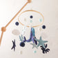 Blue Whale Baby Crib Mobile Newborn First Toy Non Woven Fabric Bamboo Ring Shape Cognition Auditory Development Nursery Decor
