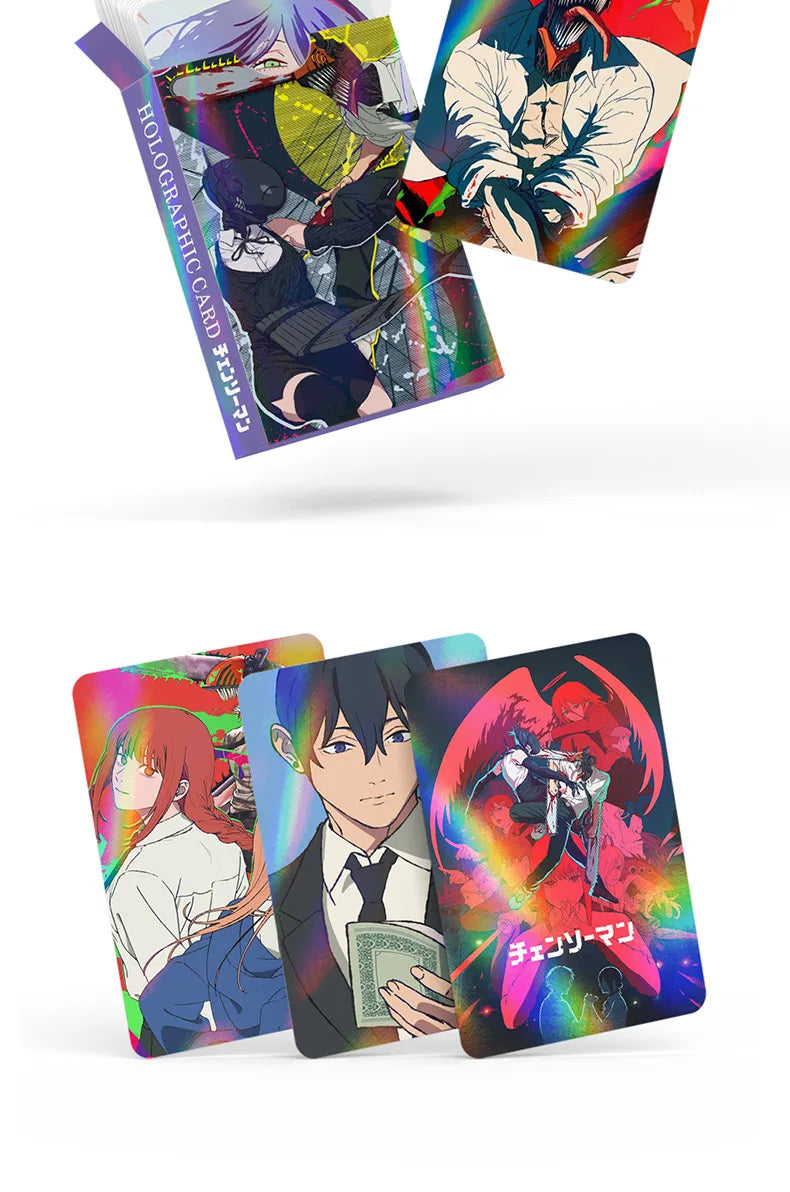30pcs/Set Chainsaw Man Flash Card, Chainsaw Man Holographic Card, Double-Sided LOMO Fan Collection Gift