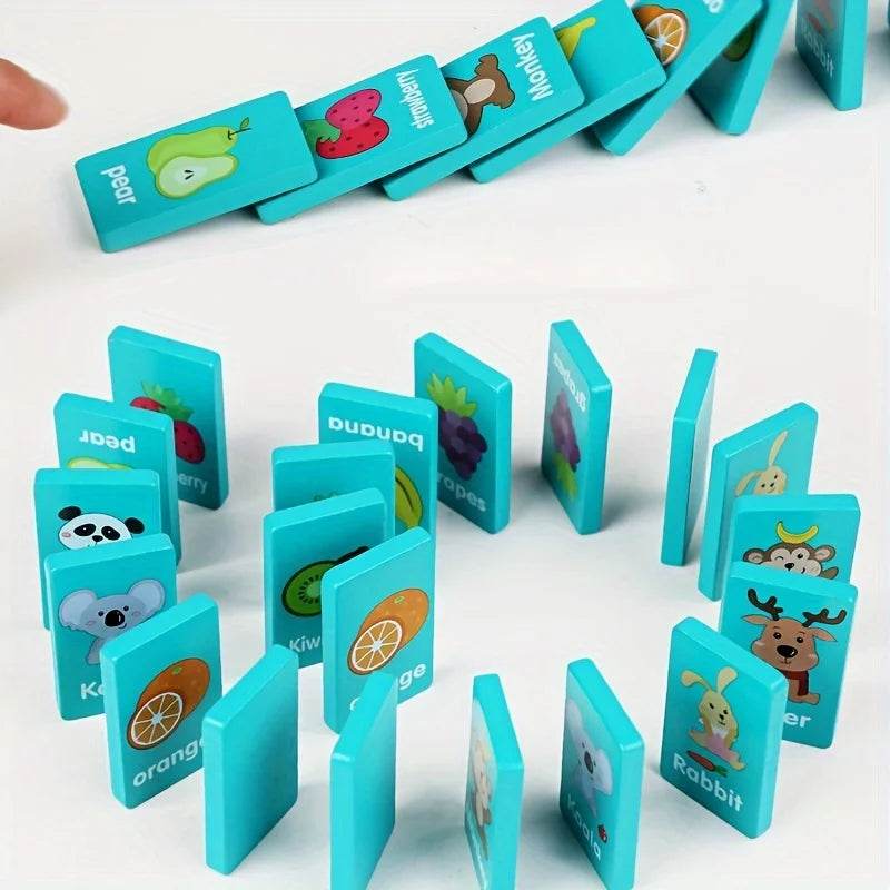 Children Hand Scratch Wooden  Puzzle Toy Board Baby Cartoon Montessori Early Education Farm Fruit Cognitive Puzzle Toy