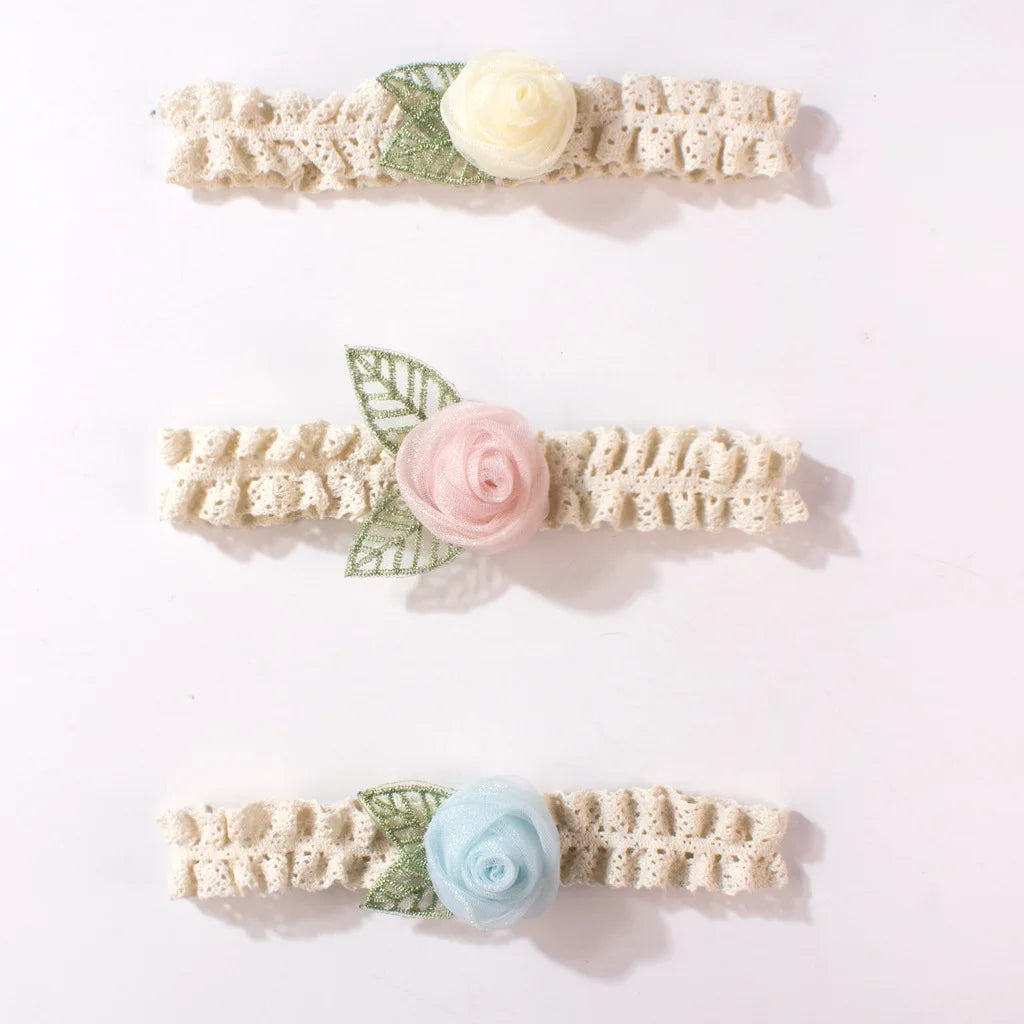 Pack of 3 New Infant Hairband 0-12M Sweet Lace Rose Baby Headband 3D Flower Girls Headwear Toddler Hair Accessory