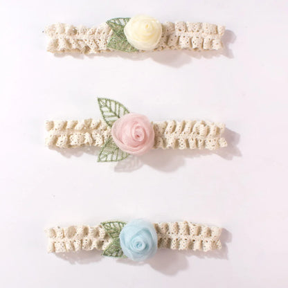 Pack of 3 New Infant Hairband 0-12M Sweet Lace Rose Baby Headband 3D Flower Girls Headwear Toddler Hair Accessory