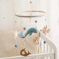 Blue Whale Baby Crib Mobile Newborn First Toy Non Woven Fabric Bamboo Ring Shape Cognition Auditory Development Nursery Decor
