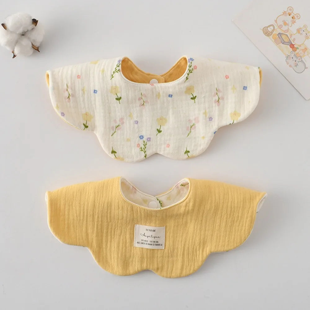 Cute Two-sided Usable Baby Feeding Bib Pure Cotton Gauze Pacifier Saliva Towel Breathable Petal Bib For Newborn Toddler