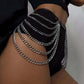 Women Punk Gothic Black PU Leather Studded Leg‑Waist Harness Belt, Adjustable Decor Accessory for Rave Festival Halloween Party