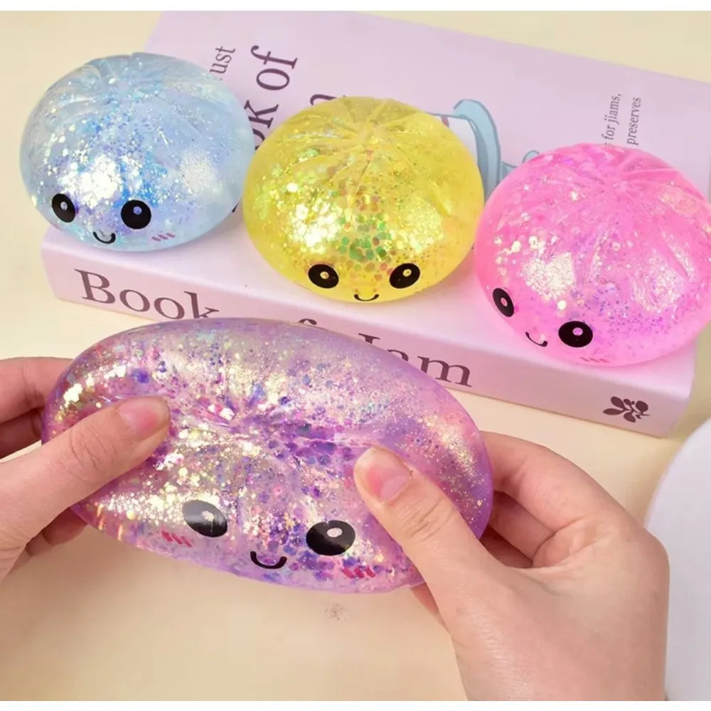 Dumpling Mystery Box: Random Color Glitter Squishy Toy, Maltose Texture Slow Rising Stress Ball, Aesthetic Desk Toys