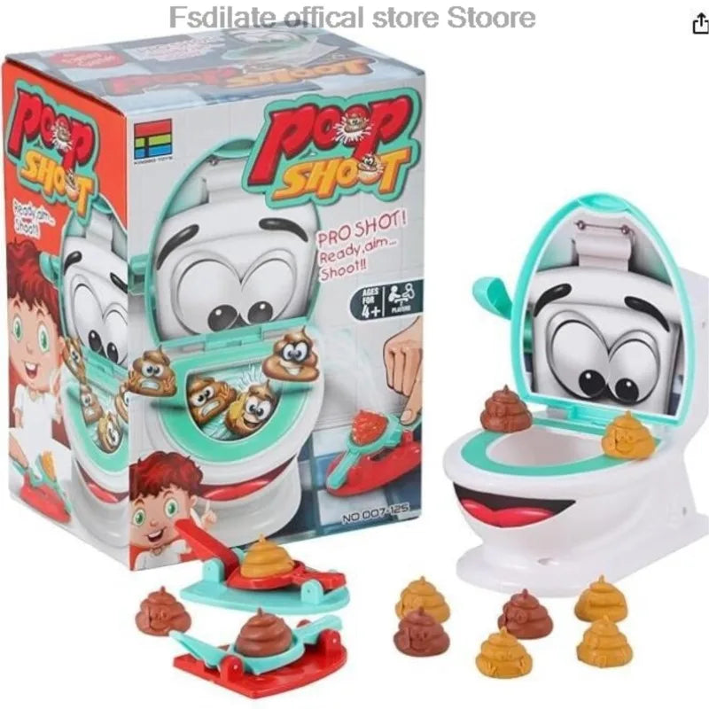 1Set Funny Poop Toilet Game Shooting Toys Prank Catapult Toys Interactive Tabletop Game Party Birthday Gift For Kids Adults 2024