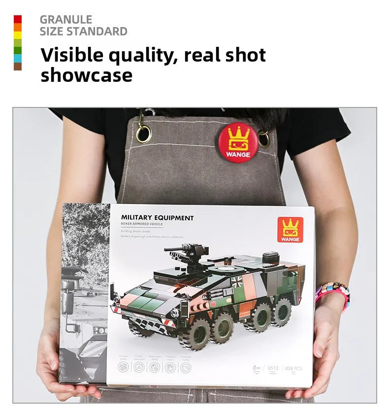 German Boxer APC Building Set Rotating Turret & Missile Launch Air Defense Armored Vehicle Collectible Gift for Military Fans