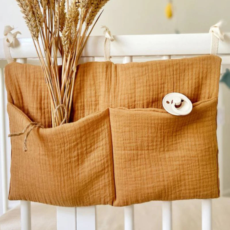 Baby Crib Organizer Cot Caddy Bed Storage Bag 2 Pockets Bedside Hanging Diaper Nursery Toys Bag Diapers Stroller Organize