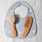 Baby Comb Brush Set Newborn Gift Set Natural Wool Beech Wooden Comb Baby Bib Pacifier Clip Kids Baby Hair Brush