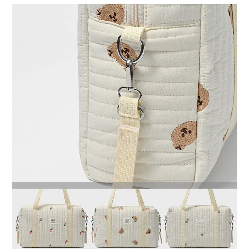 New Newborn Baby Care Diaper Bag Mommy Maternity Shoulder Bag Embroidery Quilted Stroller Diaper Storage Organizer Large Handbag