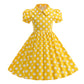Girls' Dress French Short Sleeve Polka Dot Dress Holiday Children'S Summer Dress Lapel Blouse Dresses Kids Vintage Dresses