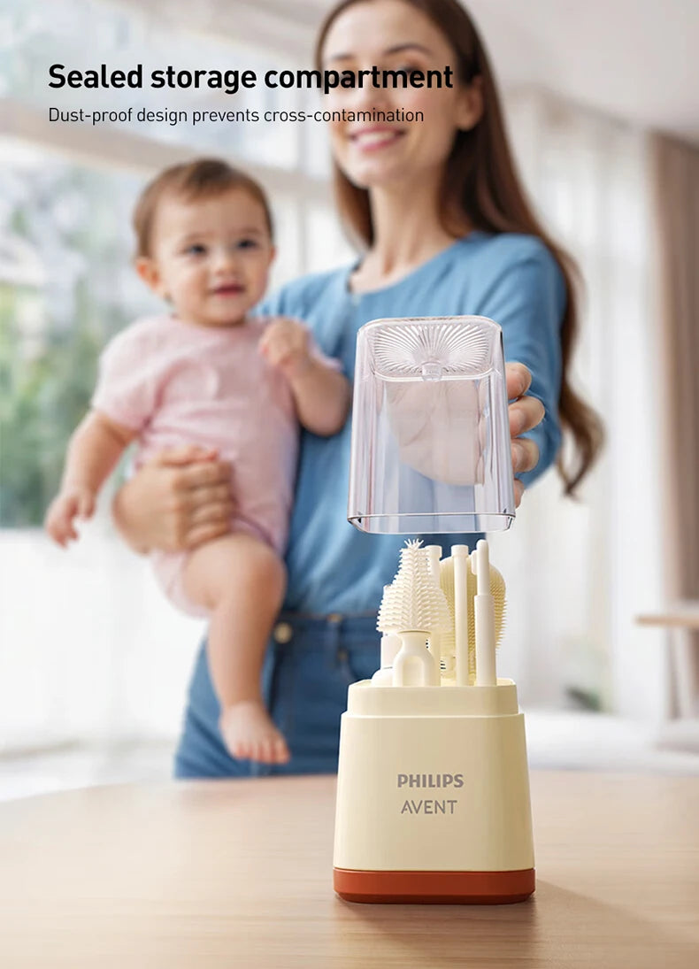 Avent Baby Bottle Cleaning Set Includes Bottle Brush Nipple Brush Straw Cleaner Drying Racks & Storage Box BPA Free