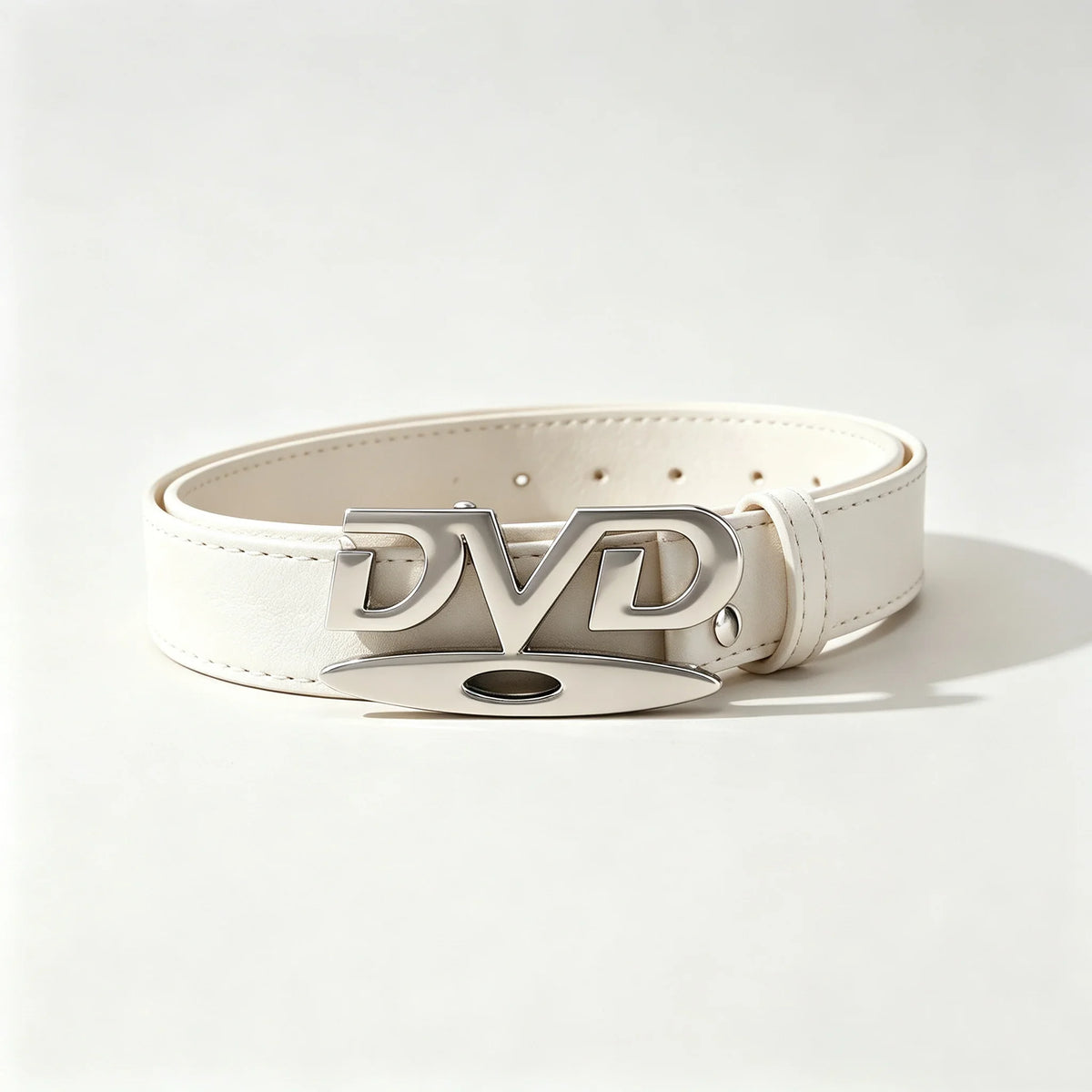 Men Women Unisex Decorative Belt with DVD Shape Buckle, Retro Nostalgic Waist Strap, Versatile Black White Belt for Jeans Outfit