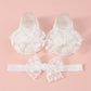 Baby Girls Socks Headband Sets Spring Autumn Knit Lace Bow Princess Socks for Party, Wedding, Baby Shower