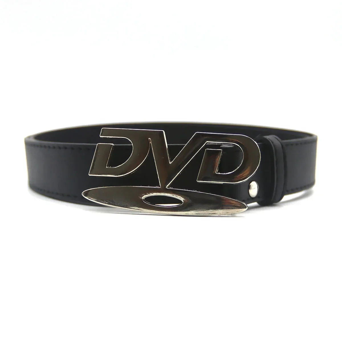 Unisex Nostalgic DVD Buckle Belt Versatile Black White Decorative Waist Straps Belt for Men Women Jeans Matching Gift for Her
