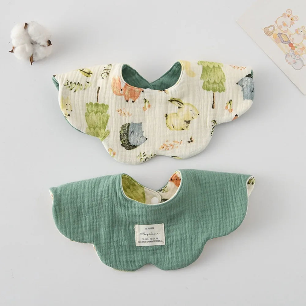 Cute Two-sided Usable Baby Feeding Bib Pure Cotton Gauze Pacifier Saliva Towel Breathable Petal Bib For Newborn Toddler