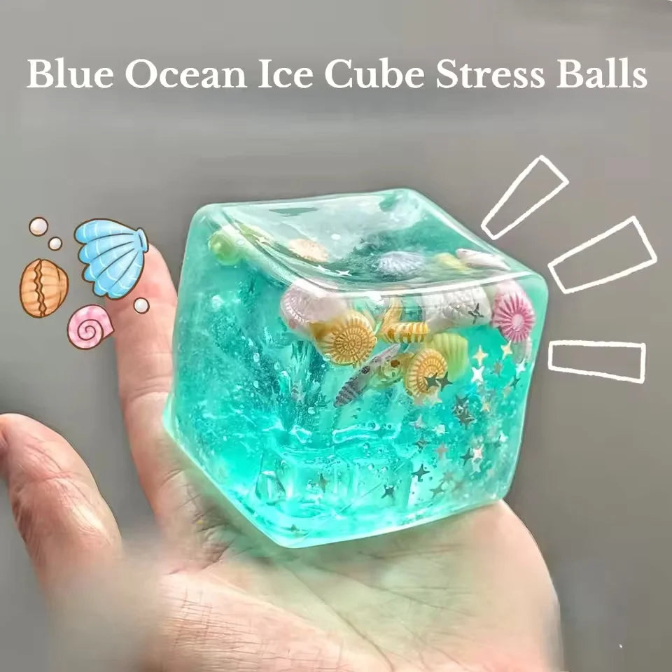 Adults Squishy Ocean Blocks Stress Balls Autism Sensory Toys Stress Anxiety Relief Fidget Toys Maltose Water Ball Gifts Bulk