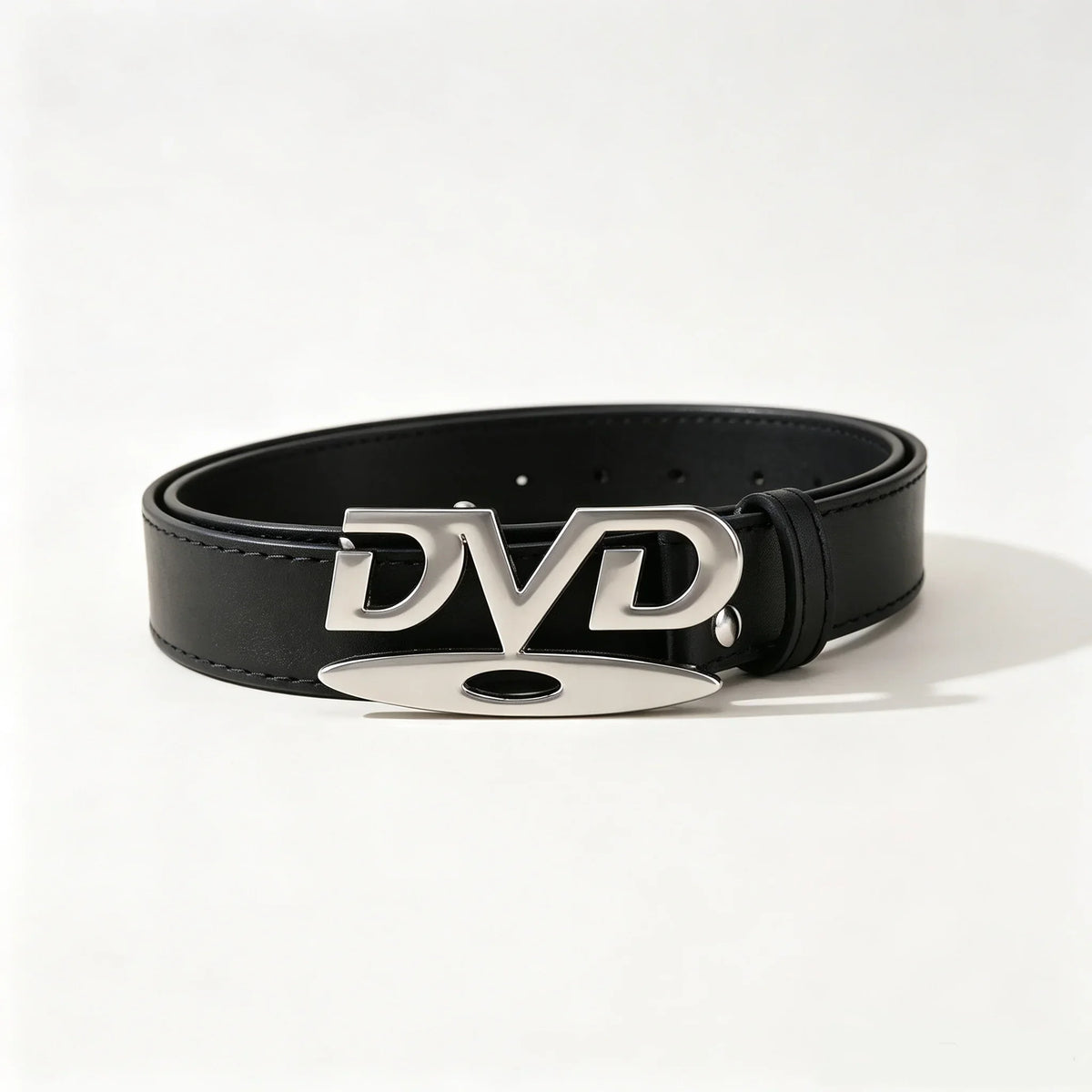 Men Women Unisex Decorative Belt with DVD Shape Buckle, Retro Nostalgic Waist Strap, Versatile Black White Belt for Jeans Outfit