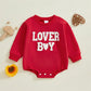 0-18M Baby Valentine Sweatshirt Romper Boys Girls Spring Fall Clothing Newborn Toddler Long Sleeve Letter Print Romper Jumpsuits