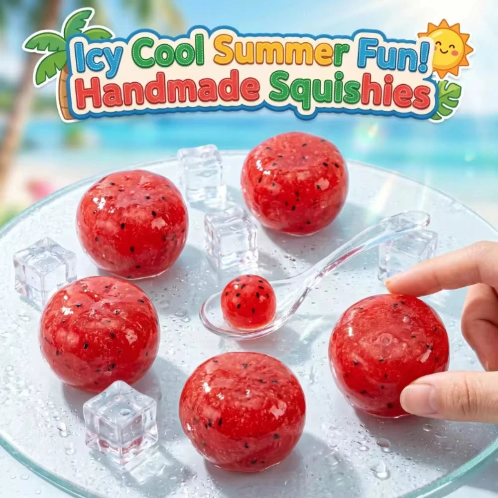 Handmade Watermelon Slushy Squishy Toy Soft Slow Rebound Stress Relief ADHD Squeeze Toy Realistic Fruit Model Adult Gift