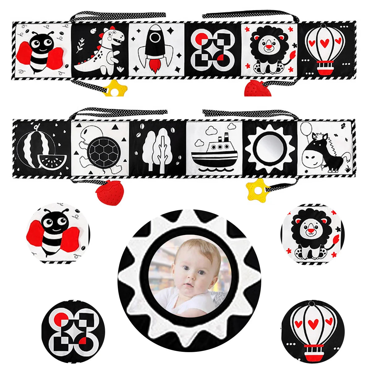 Soft Baby Books - High Contrast Black & White Touch & Feel Crinkle Cloth Books for Infants & Toddlers, Baby Girl & Boy Gift