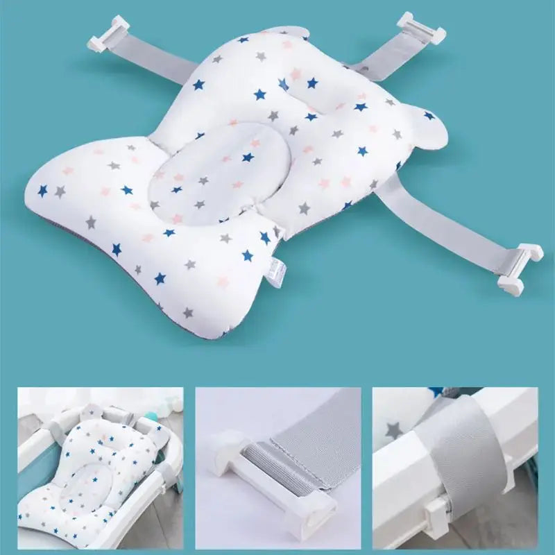Baby Shower Bath Tub Pad Non-Slip Newborn Bathtub Mat Safety Nursing Foldable Support Comfort Body Cushion Mat Pillow Cartoon