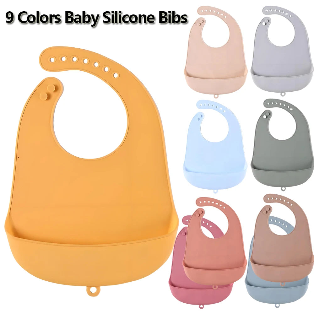 Baby Bib Adjustable Waterproof Bibs Babies Soft Edible Silicone Newborn Saliva Dripping Towel Drooling Children Scarf BPA Free