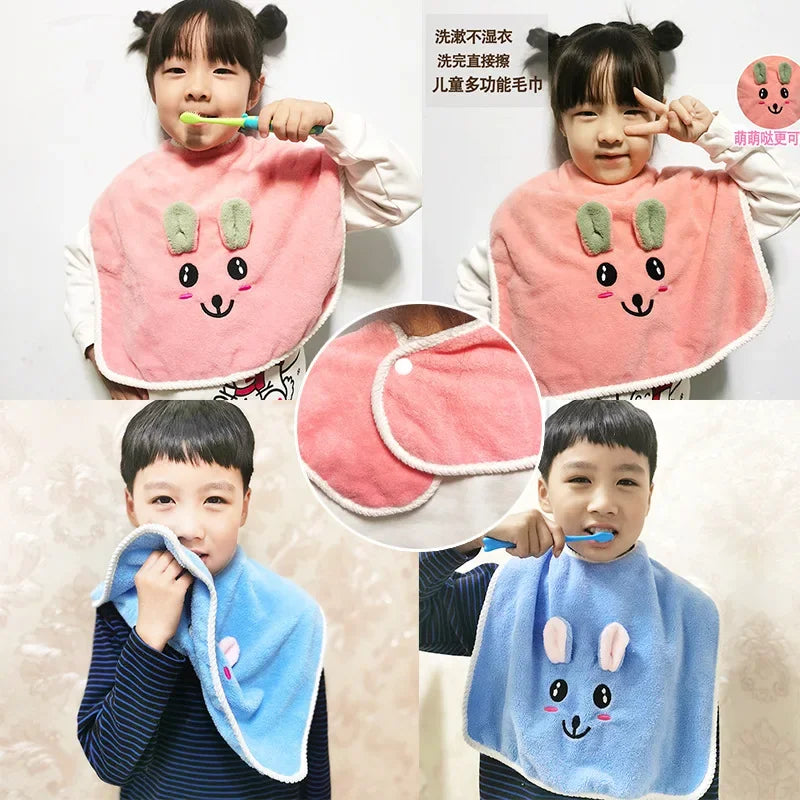 Baby Bibs for Children Washing Face Towel Soft Salive Towel Boys Girls Learning Brushing Teeth Towel for 3-8 Years Kids