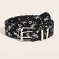 1PC New Fashion Luxury Belt Black Punk Accessories Blue Denim Girdle HipHop Y2k Star Hollowed Pin Buckle Waistband，For Men Women