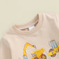 2024-05-30 Lioraitiin Little Boy Birthday Outfit, Excavator Print Long Sleeve Sweatshirt Pants with Pockets 2Pcs Set for Fall