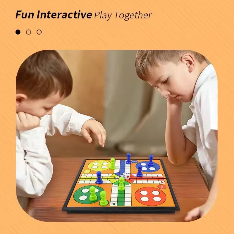 Ludo Game Set Strategy Game Parent Interaction with Foldable Board Travel Family Game for Party Toy Interactive Board Game