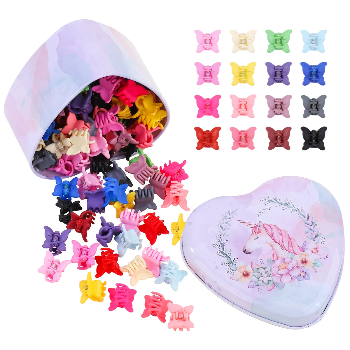 80pcs Random Color Butterfly Mini Hair Clip Claw Grip Barrettes Clamps Girls Hairpin Claw Clip Hair Styling Accessories