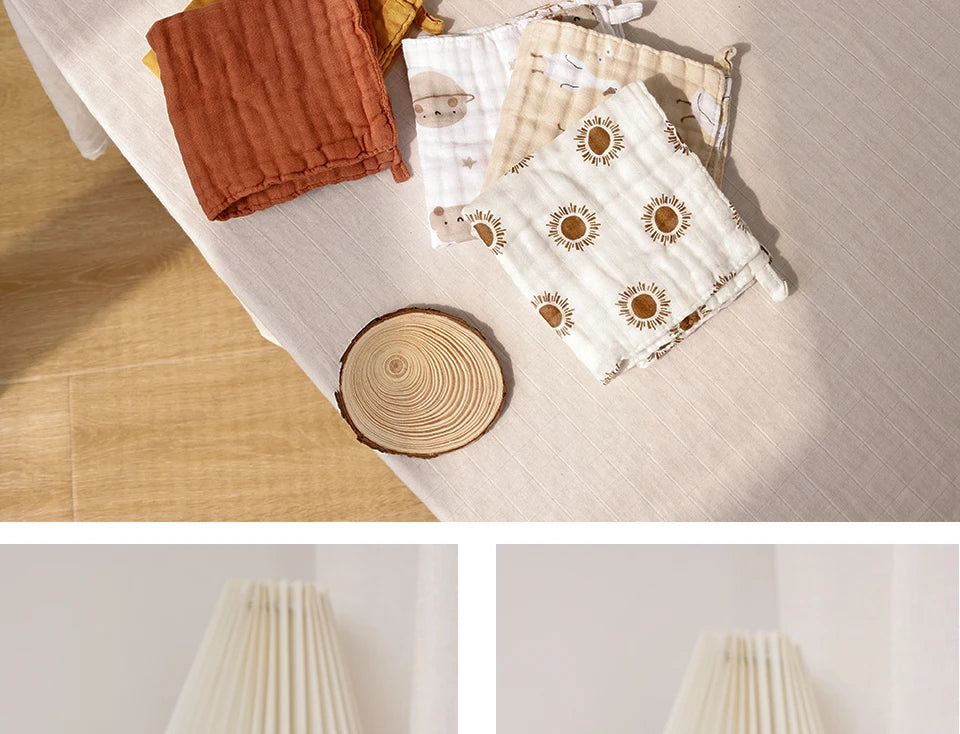 Kangobaby #My Soft Life# New 5pcs Pack Bamboo Cotton Breathable Baby Muslin Towel Newborn Burp Cloth