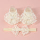 Baby Girls Socks Headband Sets Spring Autumn Knit Lace Bow Princess Socks for Party, Wedding, Baby Shower