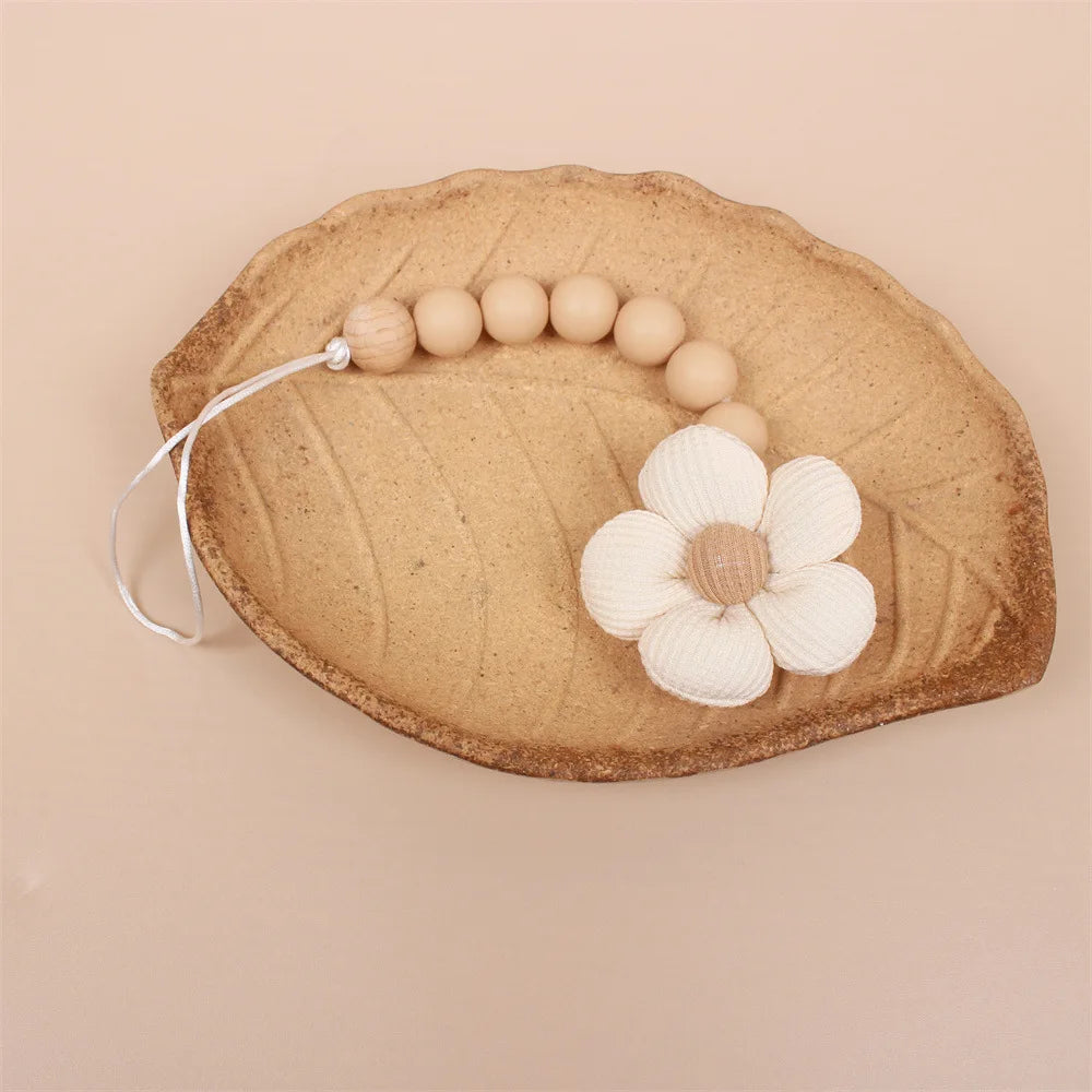 Flower Baby Pacifier Clip Chain Newborn Dummy Nipple Holder Clips BPA Free Cotton Teething Toys Soother Pendant Holder
