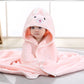 Baby Bath Towel Children's Bathrobe Newborn Baby Cartoon Blanket Super Soft Absorbent Hooded Hug Quilt80x80cm