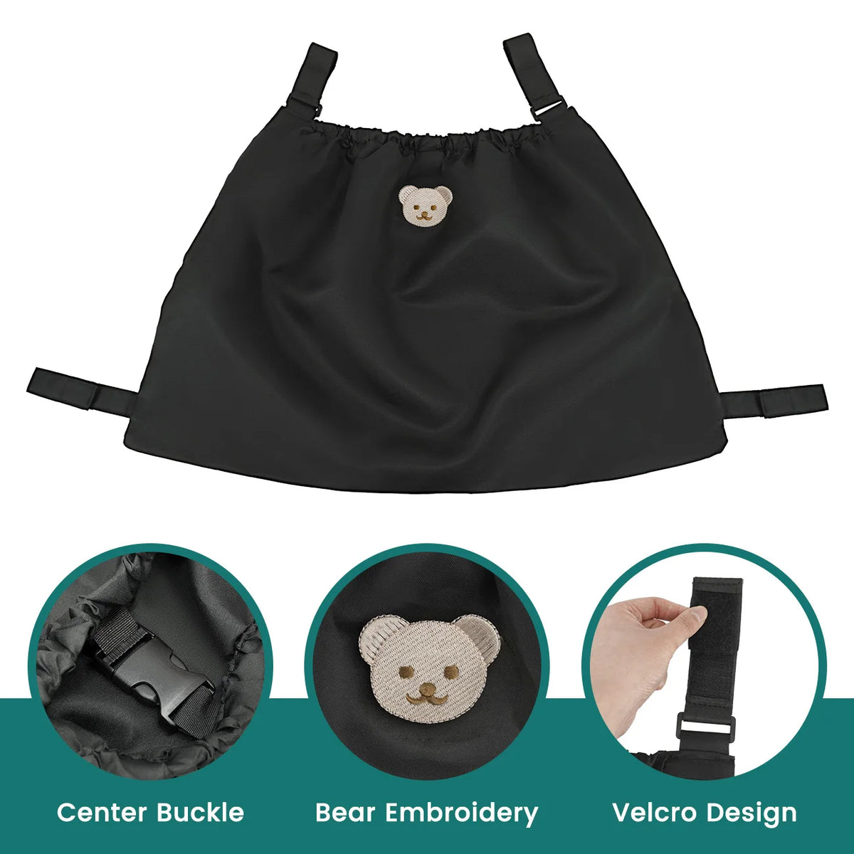 1PC & 2PCS Stroller Bag Large Capacity - Reusable Washable Mummy Bag, Stroller Organizer With Black Bear Pattern