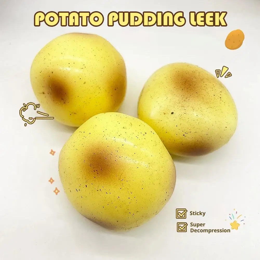 Potato Pudding Squishy Stress Ball Realistic Slow-Rise Fidget Toy Soft Stretchy Squeeze Toy for Anxiety Relief/ADHD/Kids/Adults