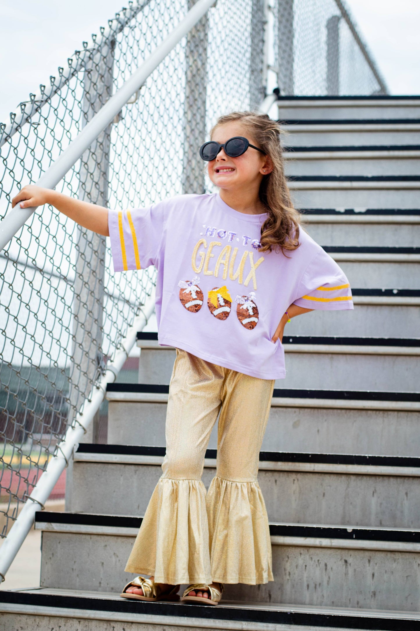 SeersuckerJOEY LLC - Hot to Geaux Girl's sequin tee