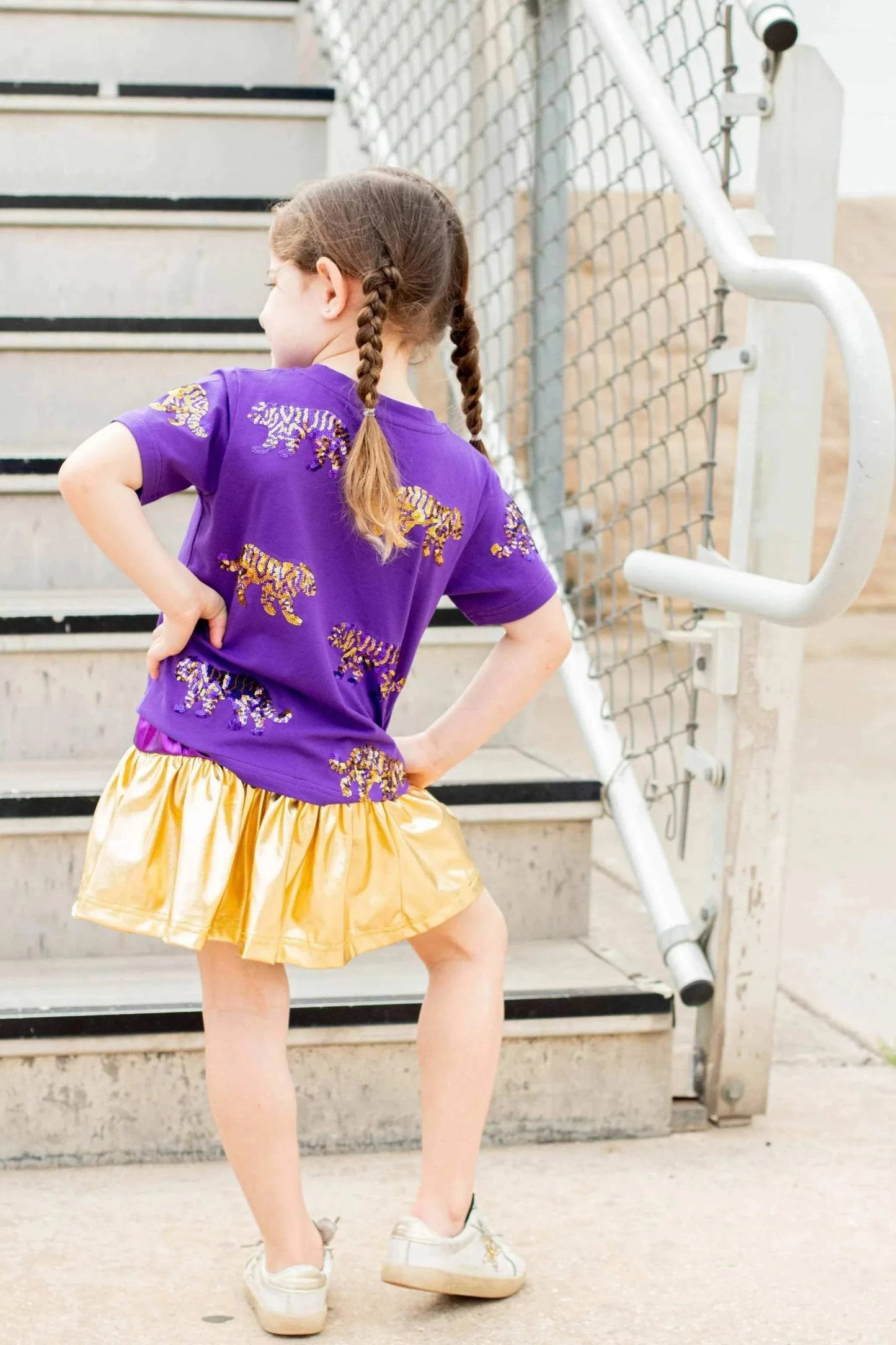 Seersucker JOEY - Gold Champion Girl's Tiger Tee Kids