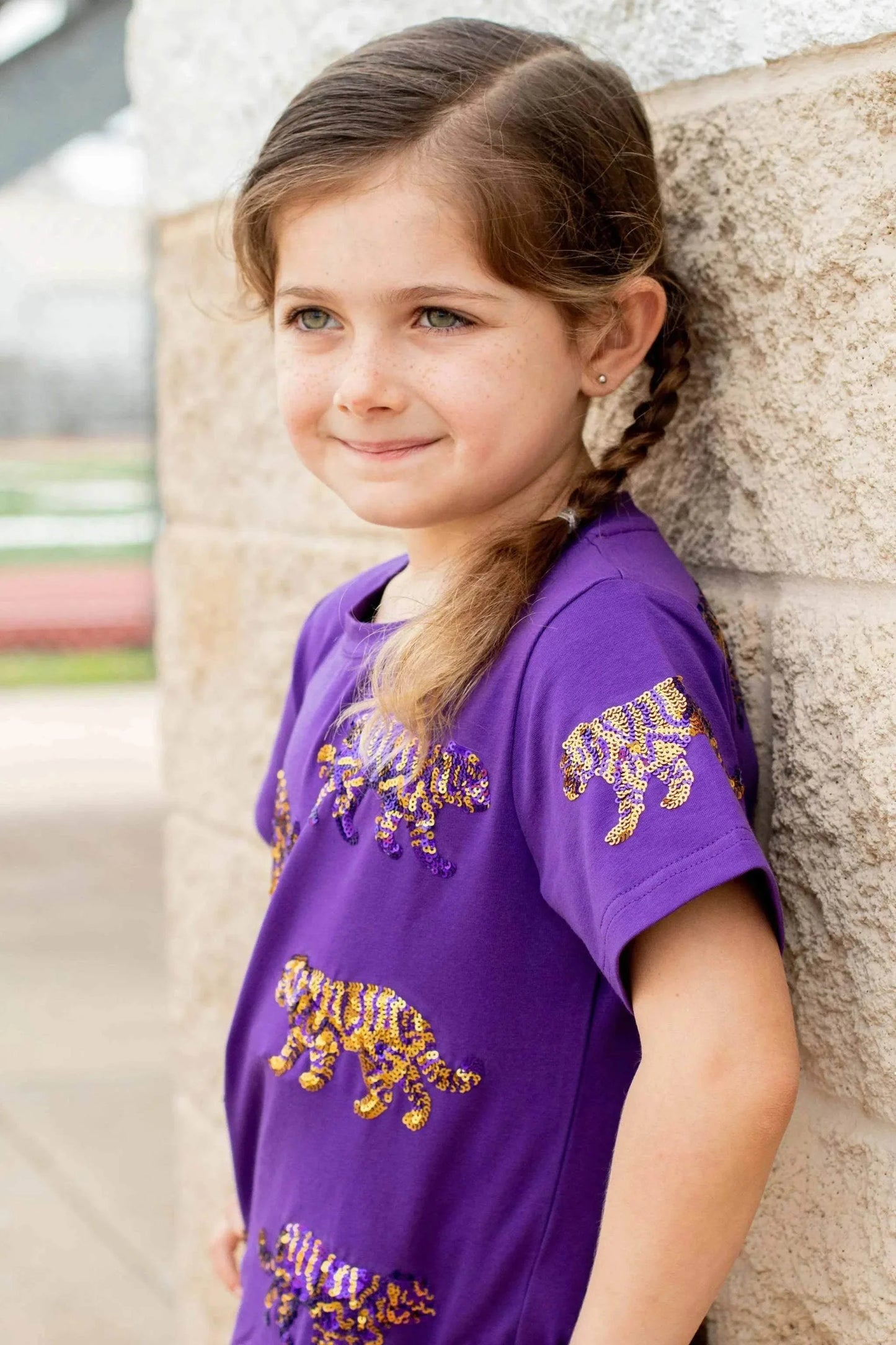 Seersucker JOEY - Gold Champion Girl's Tiger Tee Kids
