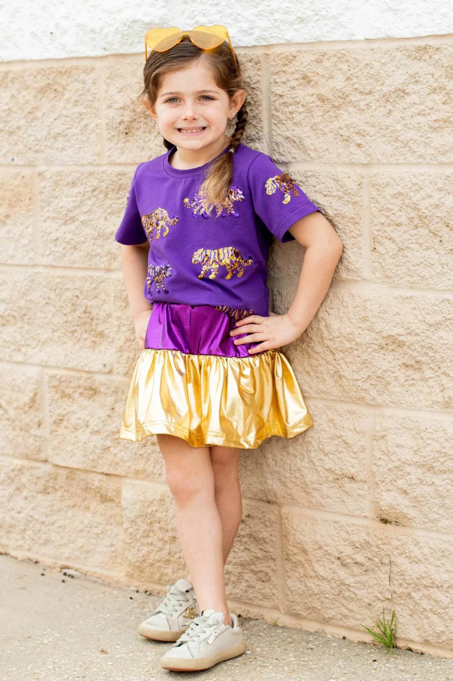 Seersucker JOEY - Gold Champion Girl's Tiger Tee Kids