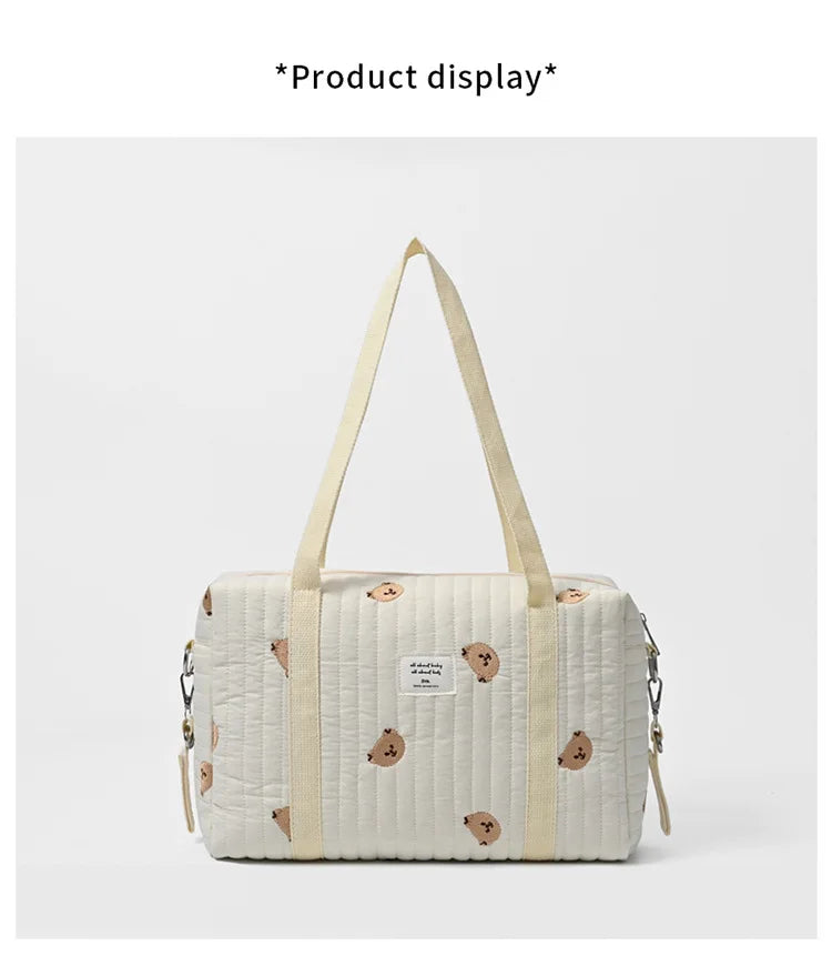 New Newborn Baby Care Diaper Bag Mommy Maternity Shoulder Bag Embroidery Quilted Stroller Diaper Storage Organizer Large Handbag
