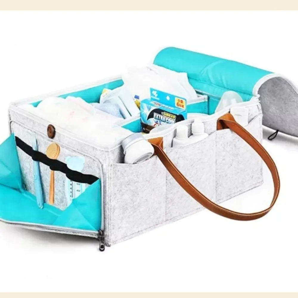 New Felt Baby Diaper Storage Bag Portable Large Pocket Mommy Bag Large Capacity Nursery Organizer Infant Care