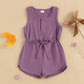 2024-12-04 Lioraitiin Litter Girls Summer Casual Jumpsuit Sleeveless Crewneck Solid Color Drawstring Tank Romper