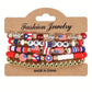 Set American Flag Theme Bracelet Independence Day Beaded Stretch Bracelet