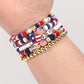 Set American Flag Theme Bracelet Independence Day Beaded Stretch Bracelet