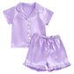 Baby Girl Warm Clothes Toddler Silk Pajamas Baby Kids Girl Satin Summer Feather Pajamas Short Sleeve Toddler Girl Slippers