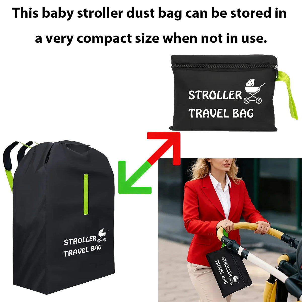 Extra Large Stroller Cover，Pram Travel Dust Bag with Shoulder Belt – Universal Organizer for Baby Pram and Kindergarten Cart