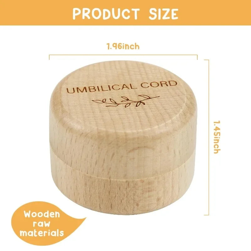 Wooden Baby Umbilical Cord Box Small Sealed Keepsake Organizer Newborn Storage Case Baby Shower Present for Boys Girls